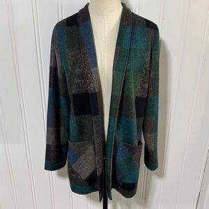 Coldwater Creek Patchwork Colorblock Open Front Blazer M Medium